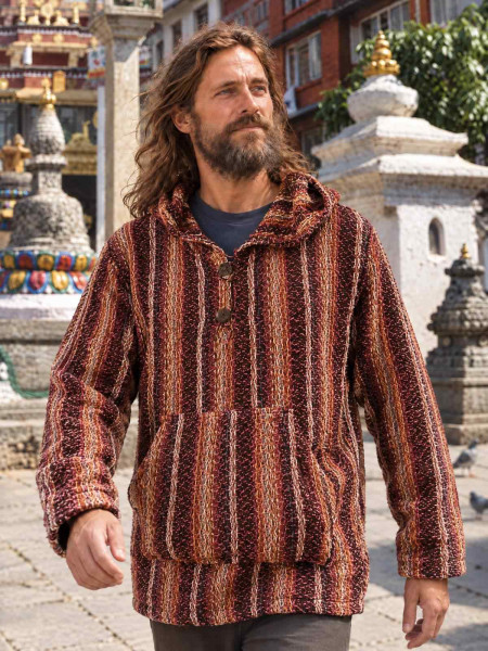 Hand-Woven Cotton Baja Pullover Hoodie