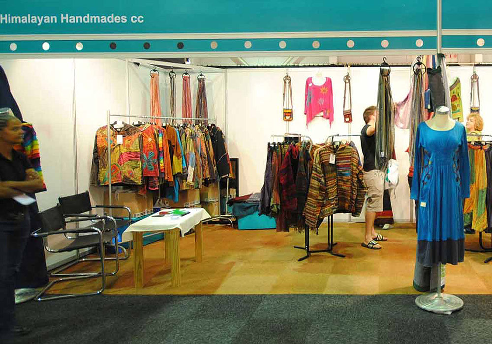 trade show with hippie clothing