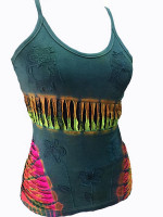 Mudmee tie-dye tank top with cut work and embroidery, handcrafted in Nepal, available at wholesale price