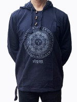Mandala Print Cotton Hooded Shirt