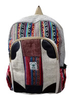 Colorful backpack made from cotton and hemp in multi patches.