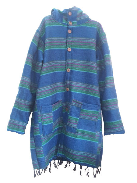 Fleece-Lined Long Striped Pullover Hoodie