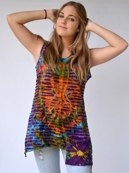 Sleeveless cutwork hippie top