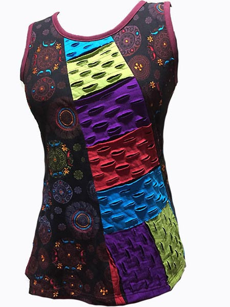 Cutwork print hippie top