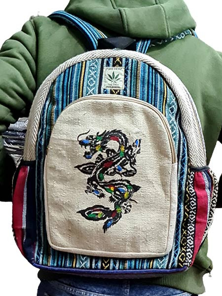 Hemp Backpack Dragon Motif