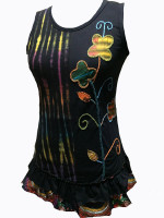 Patch flower tie-dye top