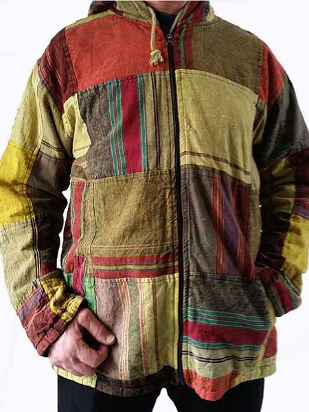 Fleece-Lined Patchwork Hippie Jacket