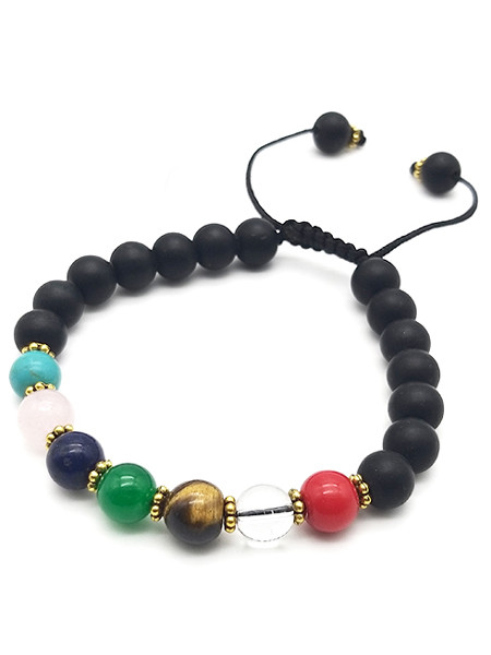 7 Chakra Onyx Bracelet