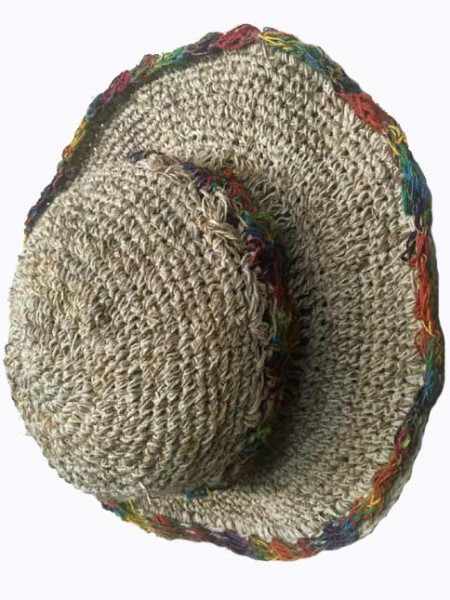 Hippy embroidered hemp hat