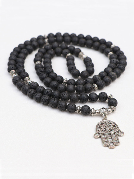 Hamas Charm Lava Stone Japa Mala