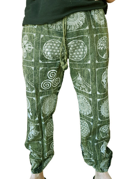 Stonewashed Hippie Symbol Pants