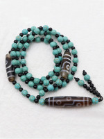 Turquoise stone prayer beads necklace