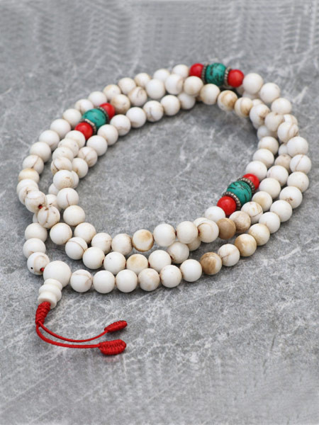 Antique Turquoise & Conch shell Japa Mala