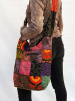 Patch print shoulder bag