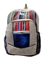 Colorful backpack made from cotton and hemp in multi patches.