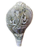 Handcrafted conch shell from Nepal with carved animals