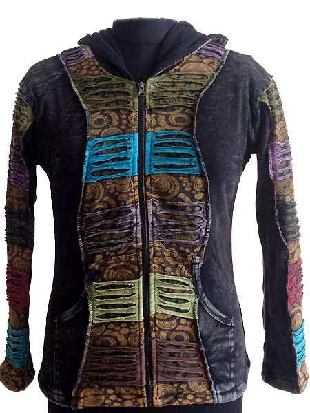 Hippie hoodies black Fleece lining