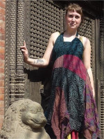 Patch work halter neck hippie dress