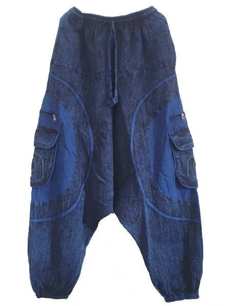 Stonewashed Harem Cargo Pants