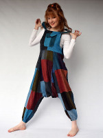 Hippie patchwork harem dungaree