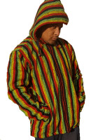 Rasta Striped Woven Cotton Hoodie