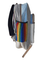 Pure hemp backpack made with a mix of woven cotton and featuring an Om sign motif