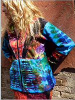 Cut work and tie dye hippie hoodie with painted Om sign