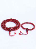 Handcrafted 6 mm Carnelian stone Japa Mala necklace and wrist mala set from Nepal, designed for meditation and spiritual practices