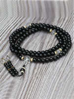 Black Onyx Stone Mala With Crystal Stone Spacer