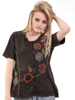 Himalayan Handmades Nepalese summer top with patch flowers
