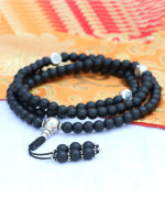 Hindu Om Matte Onyx Stone Japa Mala