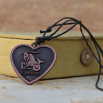 Heart shaped copper Capricorn horoscope pendant