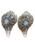Handcrafted conch shell from Nepal with carved animals