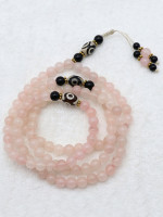 Rose quartz stone prayer beads necklace
