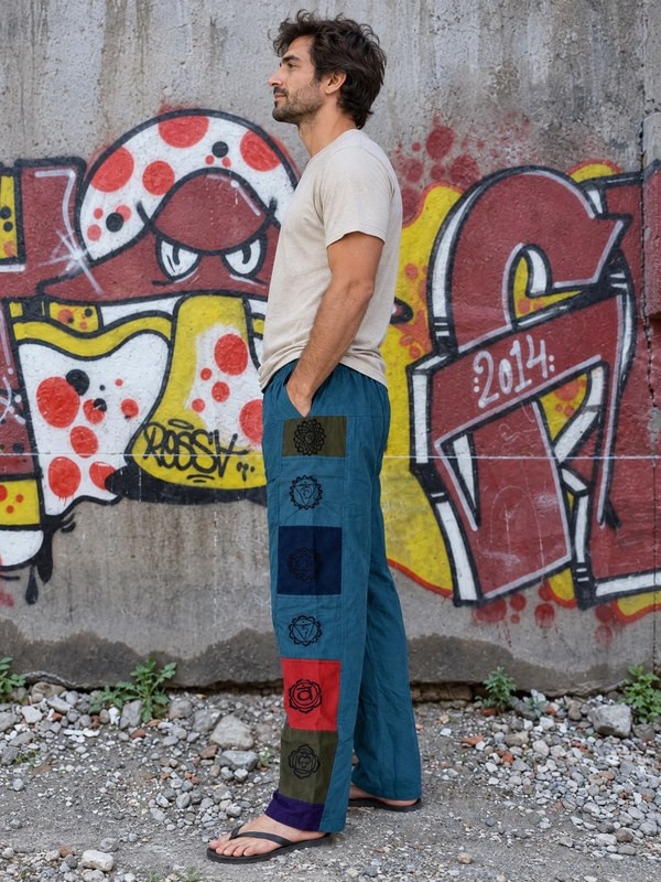 Chakra Patch Cotton Hippie Pants