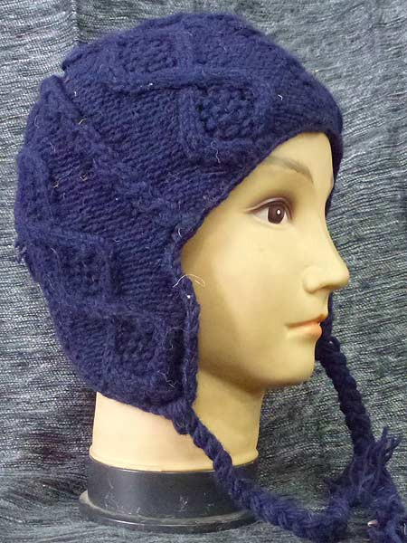 Cable knit blue sherpa hat
