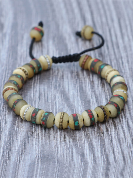 Inlaid Yak Bone Wrist Mala