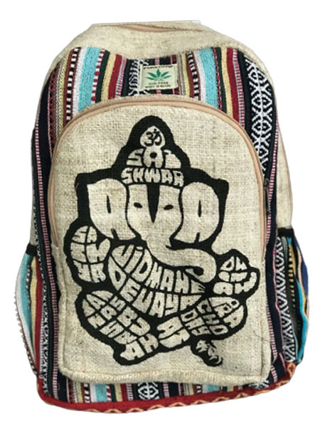 Ganesh Print Hemp Backpack