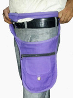 Purple hippie fanny pack or belt bag in a plain colour, made in Nepal
