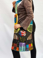 Hippie sling shoulder bag with American rose and patchwork