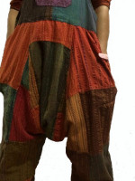 Patchwork drop crotch dungaree