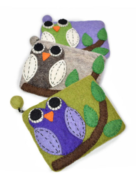 Owl Design Felt Purse