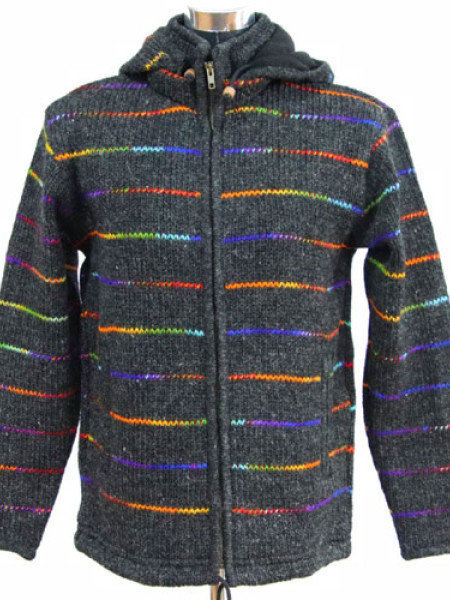 Stripe Hoodie Wool Jacket
