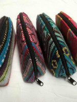 Striped woven cotton purse