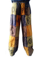 Stonewashed Printed Patchwork Pants