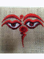 Buddha eyes hemp embroidered wallet from Nepal.