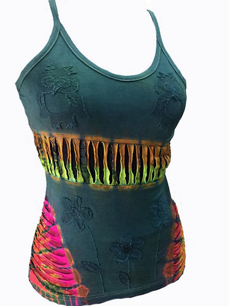 Embroidered mudmee tank