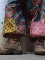 Patchwork aladdin pants