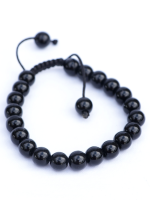 Black Onyx Stone Mala Bead Set with 108-bead Necklace and Matching Wrist Mala, Handcrafted in Nepal by Himalayan Handmades International.