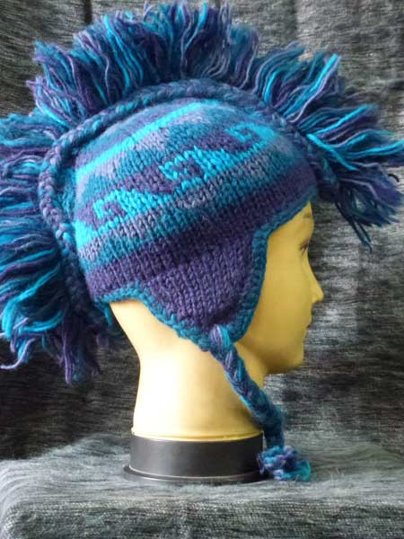 Mohican ear flap hat-sea